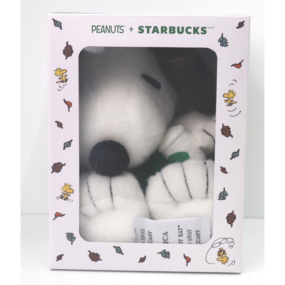 Starbucks Peanuts Plush Snoopy Toy White New NIB Coffee Cup Woodstock 011187254